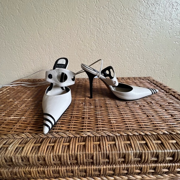 MARE Italy women’s black and tan lace  pump sandal shoes - Picture 8 of 9